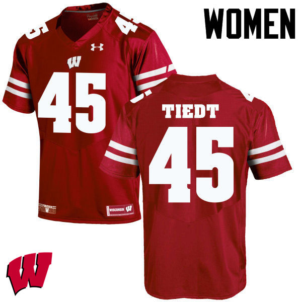 Wisconsin Badgers Women's #45 Hegeman Tiedt NCAA Under Armour Authentic Red College Stitched Football Jersey TZ40J48AE